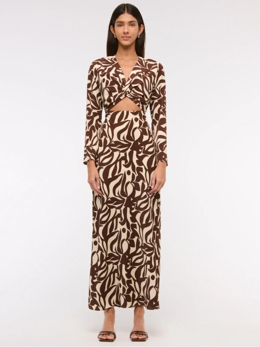 Abercrombie Women’s Long-Sleeve Twist-Front Maxi Dress (Size LP)